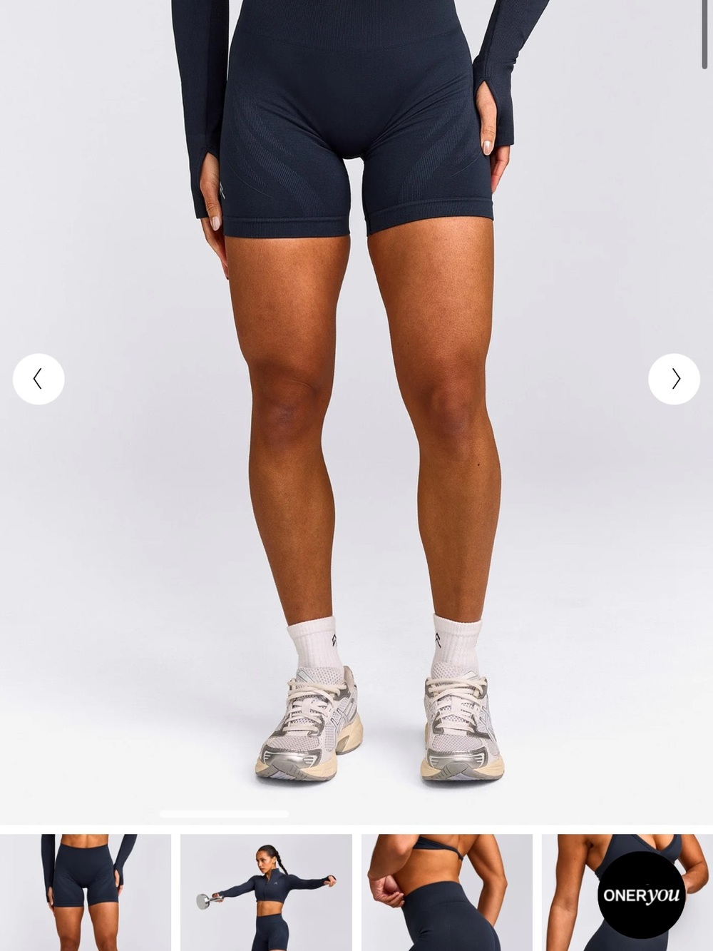 NBW Oner Active Enhance Lift Seamless Shorts True Blue Gray Logo
